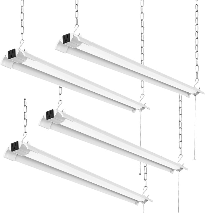4-Pack 4ft Linkable Led Shop Light, Plug in Garage Lighting