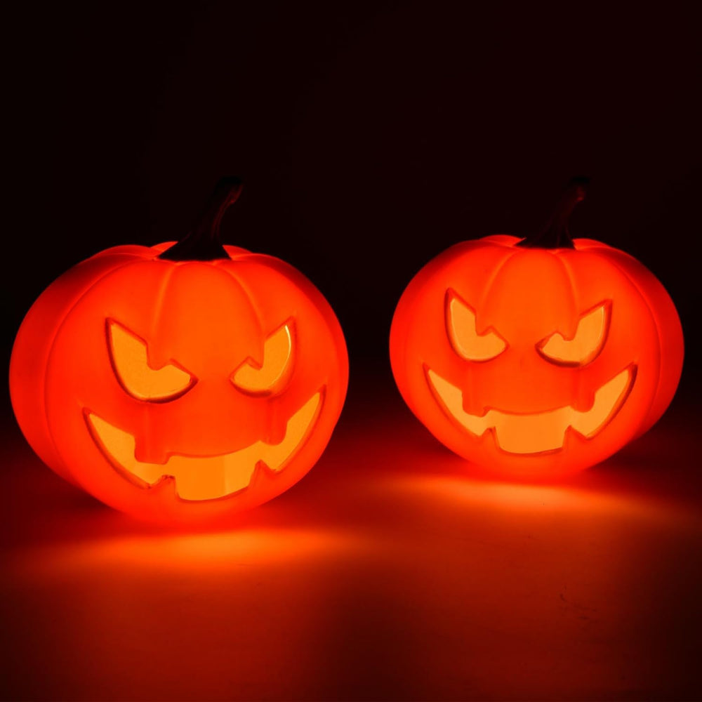 Rocinha 2 Pack Plastic Jack O Lantern Pumpkins Halloween Light up Pumpkin Out...