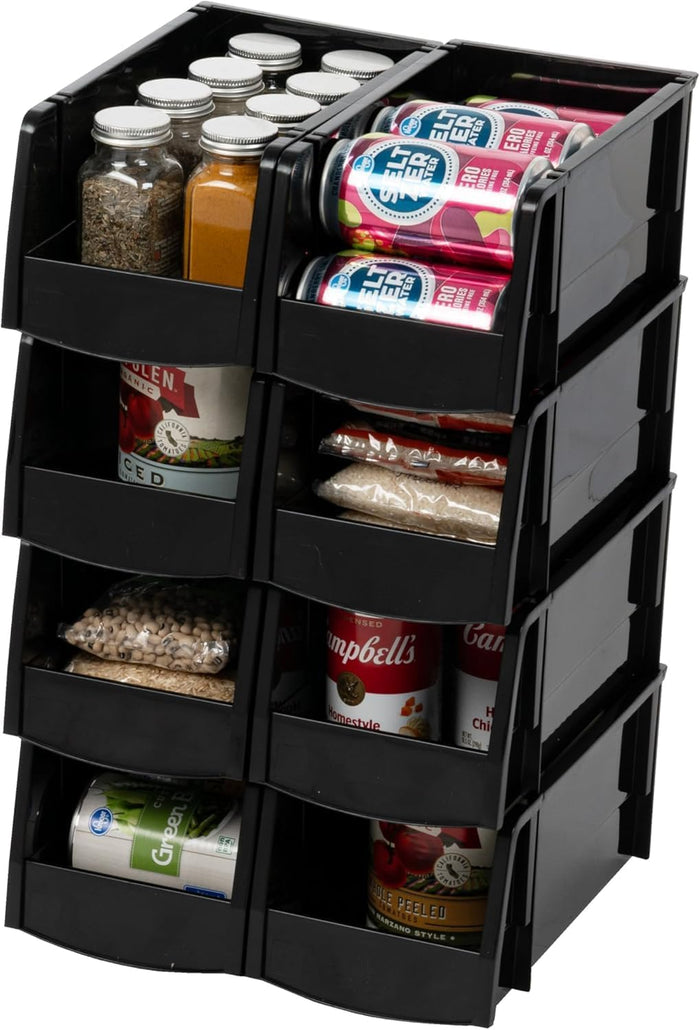 IRIS USA Plastic Shelf Bins Stackable Open Front Storage Bins Plastic Hanging (8-Pack)