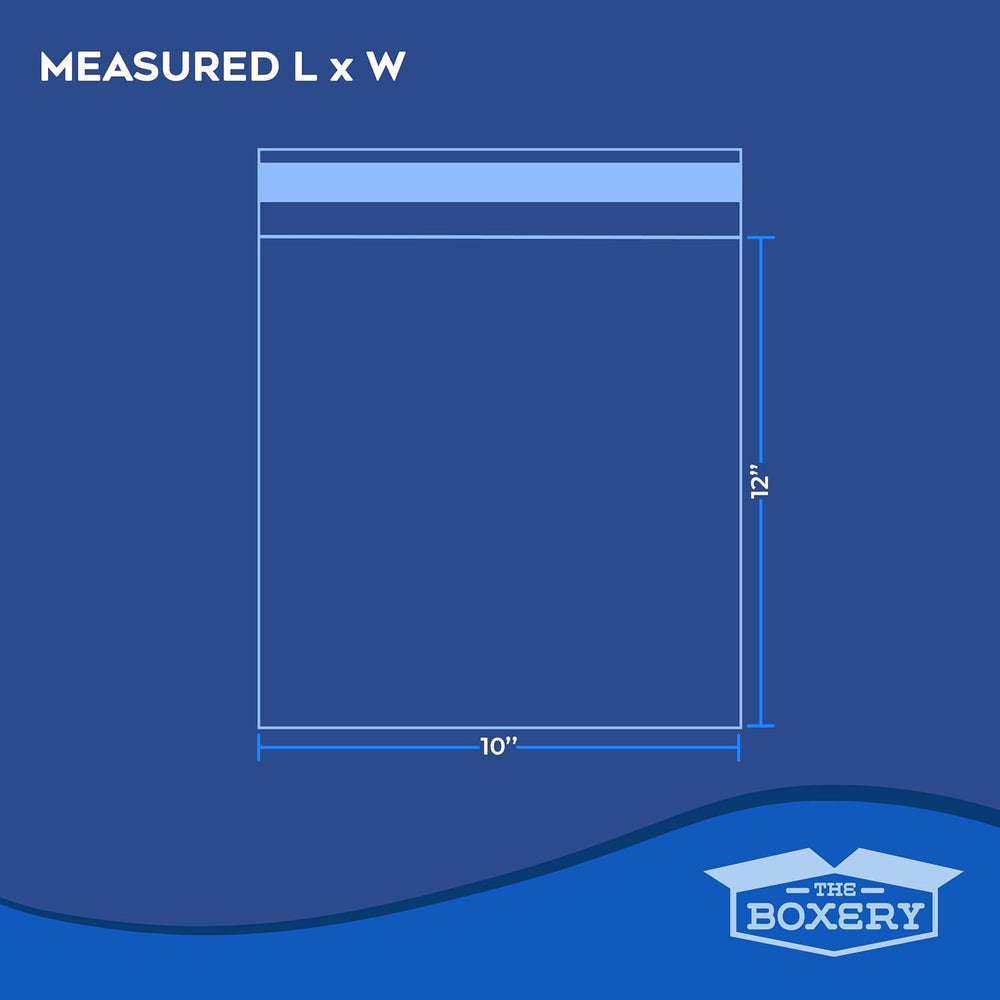 The Boxery 10x12'' Self Seal Clear 1.5Mil Poly Bags with Suffocation ...