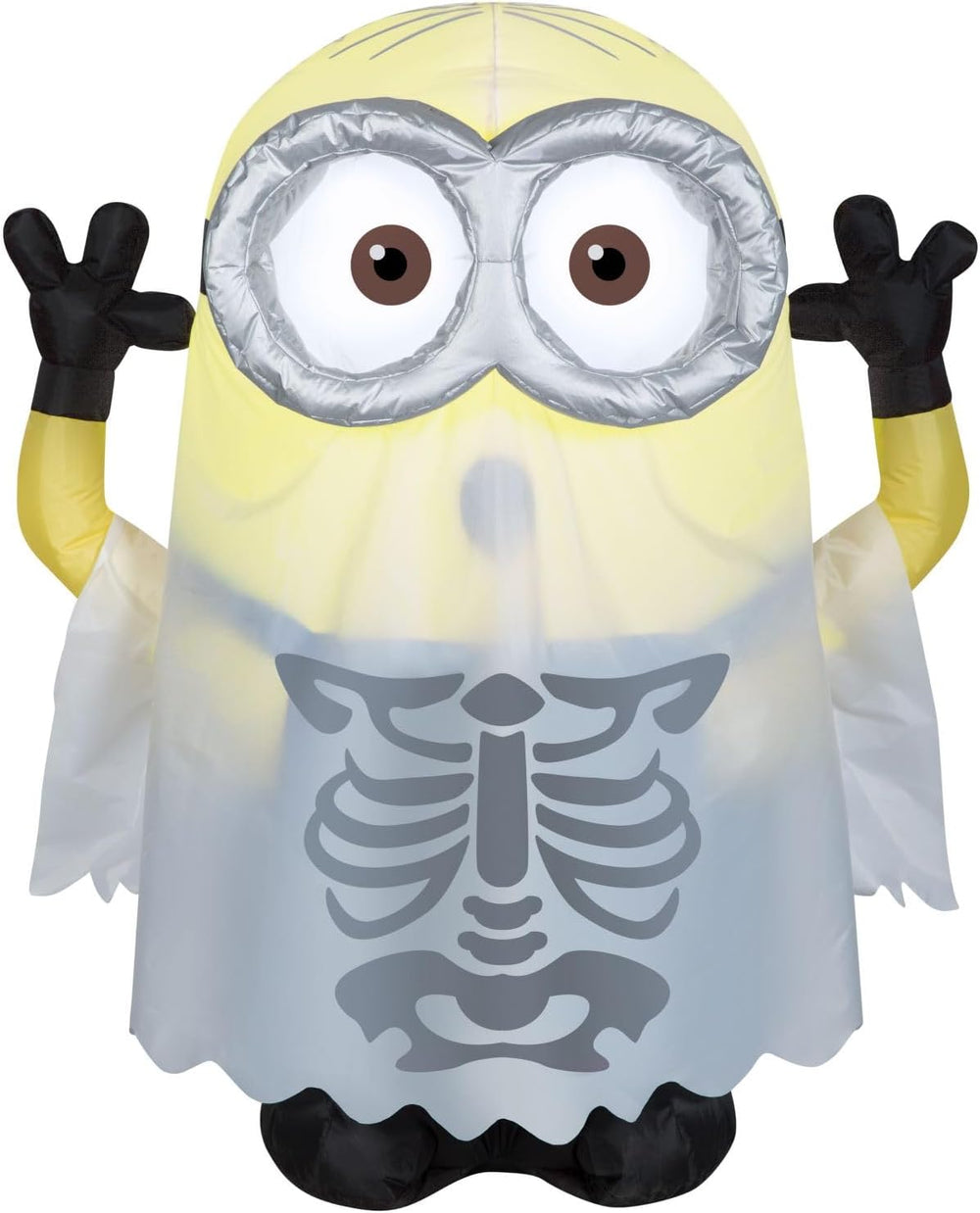 Gemmy 3.5 Ft Minion Dave in Ghost Skeleton Costume Halloween Airblown Inflata...