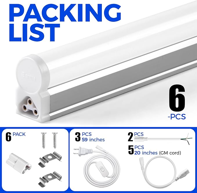 Barrina T5 LED Shop Light 2FT, Utility Shop Lights, Ceiling and Under Cabinet...