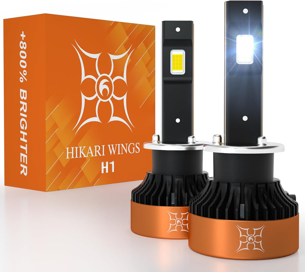 HIKARI WINGS H1 LED Foglight, 50000LM Pure White 6000K LED Bulbs, Plug & ...