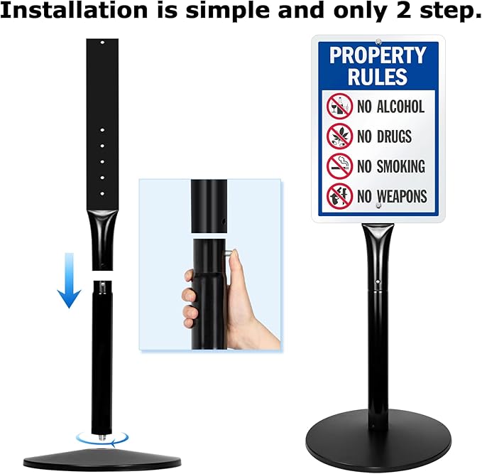 Parking Sign Post 49" Heavy Duty Cast Iron Parking Signs Stand, Movable ...