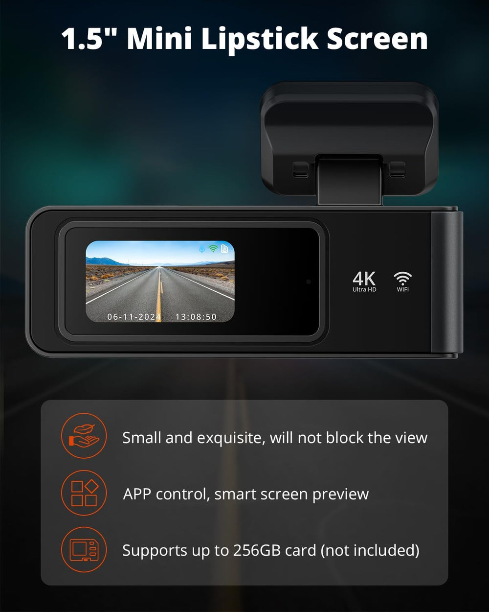 Dash Cam Front and Rear Camera 4K+1080P, Kingslim Dash Camera for Cars Built-...
