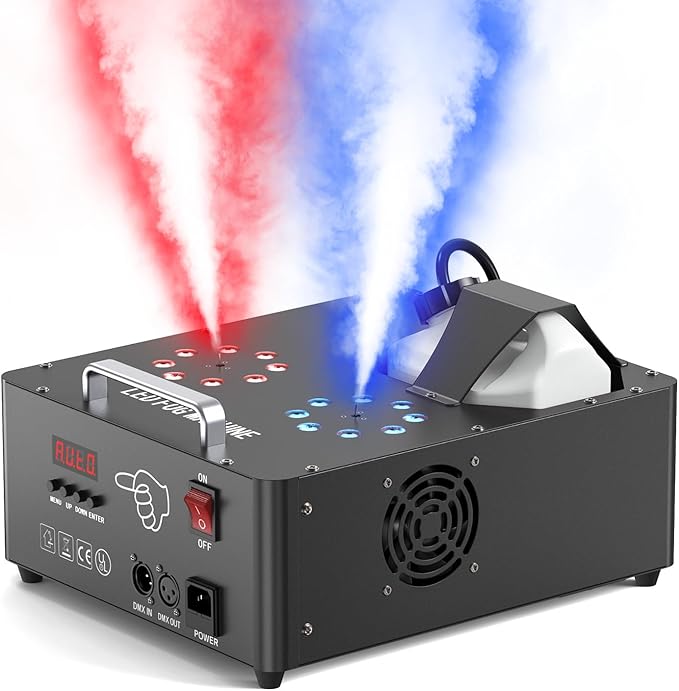 2000W Professional Fog Machine Dual Nozzle with 16 RGB LED, DMX Control Adjus...