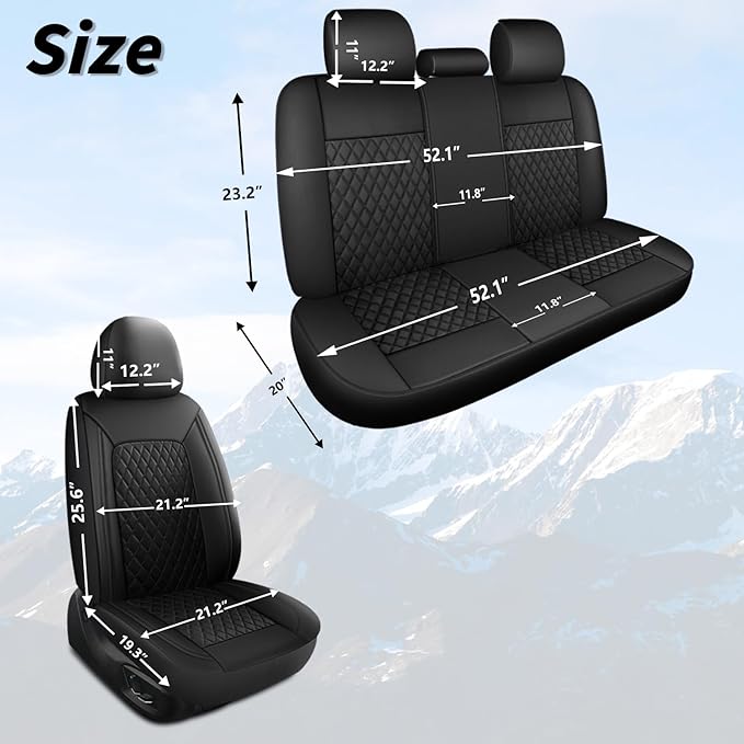 Car Seat Cover, Breathable and Waterproof Leather Seat Covers, Luxury PU (2 P...