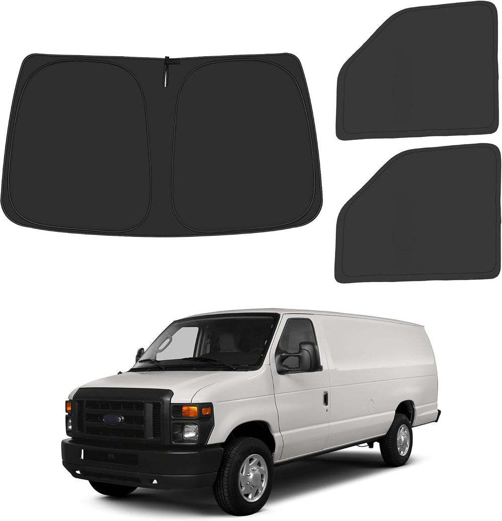 Front Windshield & Side Window Sun Shade for 1992-2025 Fo-rd E-Series E-150 E...