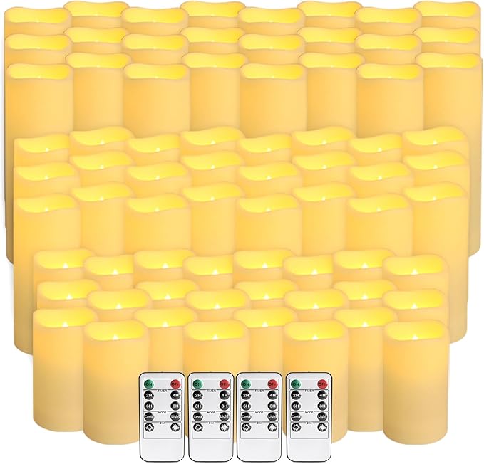 pliadvbu Flameless LED Candles 72 Pack, Outdoor Realistic Waterproof Votive C...