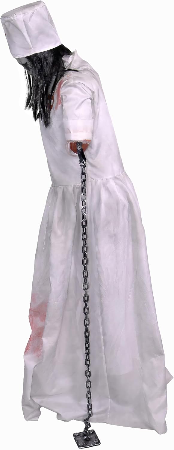 Haunted Hill Farm Life-Size 5.2-Ft Animatronic Convulsing Nurse by Tekky Hall...