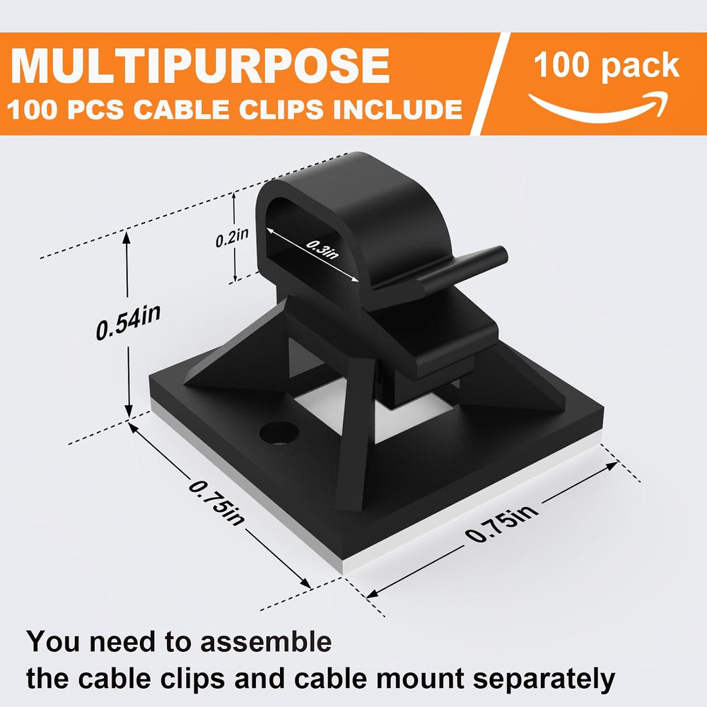 500 Pack 3/4" Zip Tie Adhesive Mounts Self Adhesive Cable Tie Base Holde...