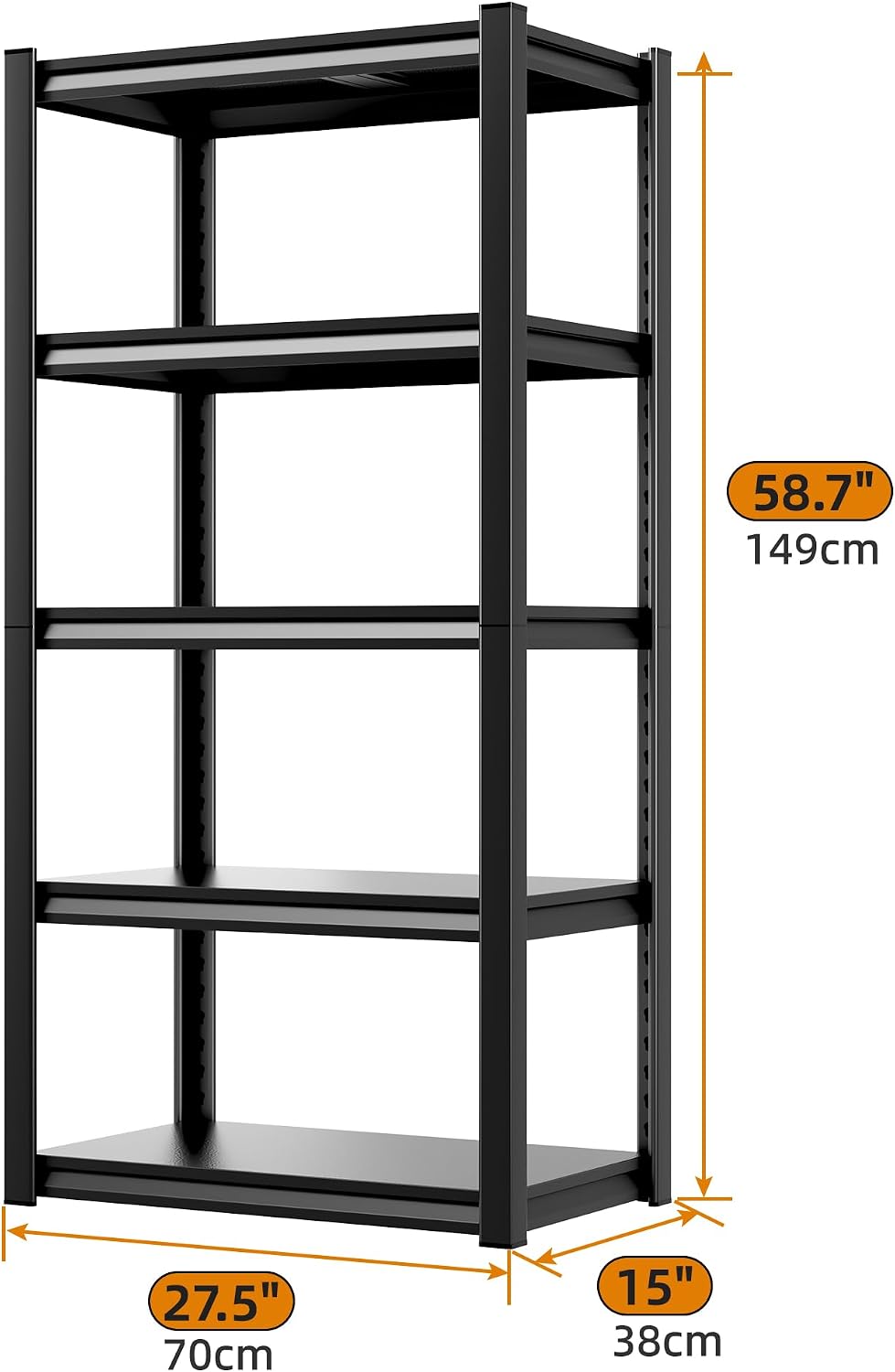 Hzdbhd 58.7" H Garage Shelving Unit, 5-Tier Metal Storage Shelves