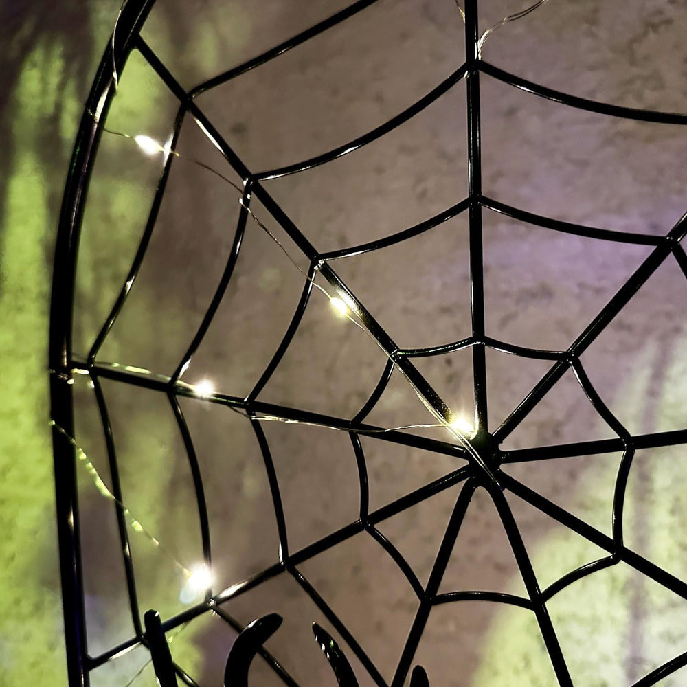 Haunted Hill Farm 2.6-Ft. Metal Spiderweb with Stake Halloween Decoration