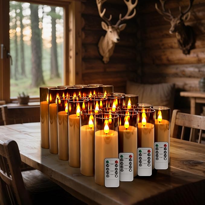 Halloween Decoration Flickering Flameless Candles Battery Operated Timer Led ...