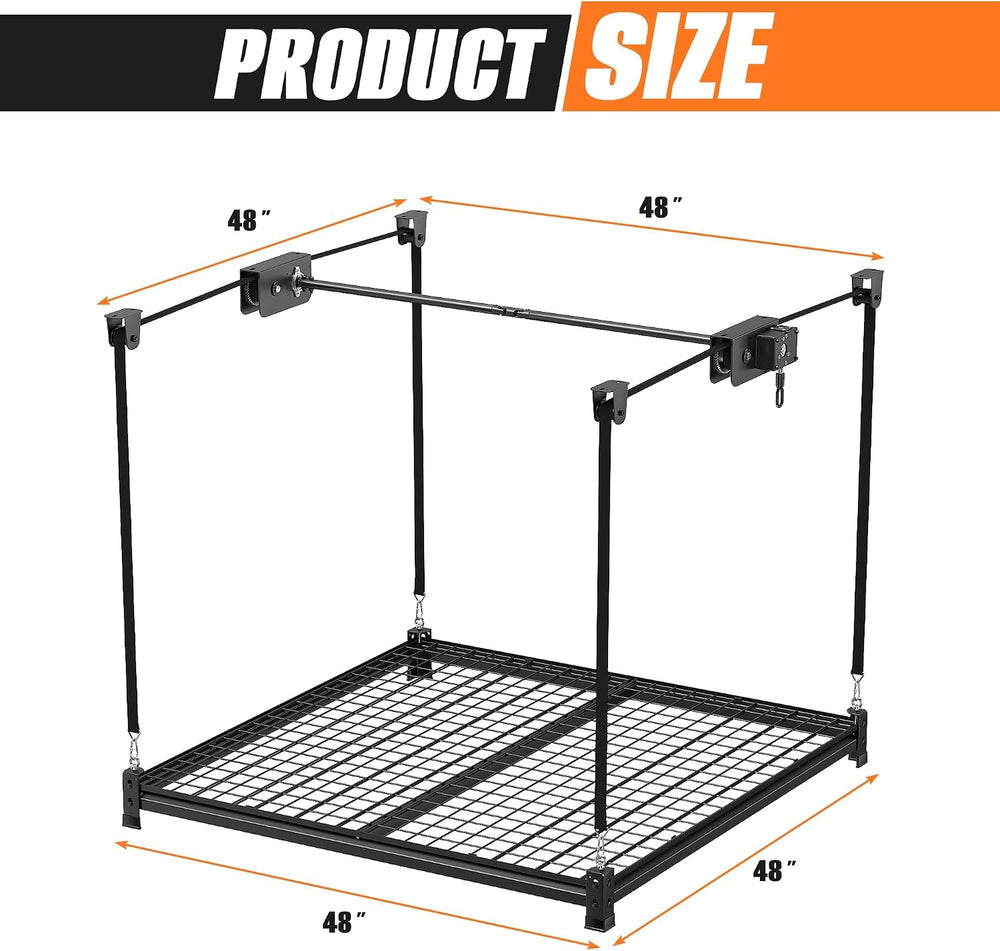 TORACK Ceiling Storage Rack, 48" x 48" Overhead Garage Storage Shelf