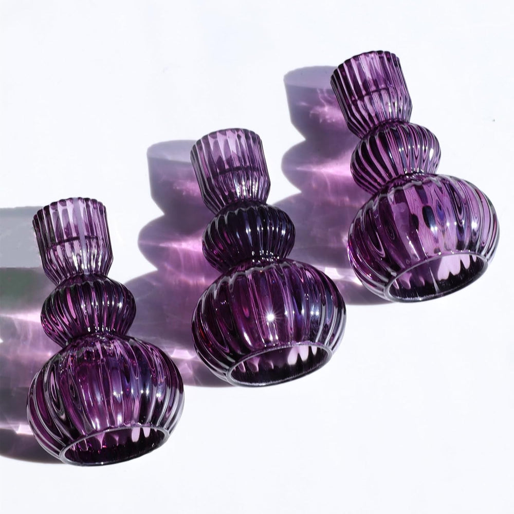 Woho Set of 6 Purple Taper Candle Holders 4.3" H for Halloween Decorations
