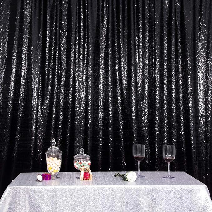SquarePie Sequin Backdrop Curtain Less See Through Thick Glitter Background f...