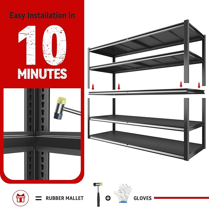REIBII 78" H Garage Shelving, Storage Shelves Heavy Duty Load 3000LBS,