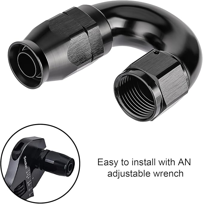EVIL ENERGY 12AN 180 Degree PTFE One Piece Full Flow End Hose Fitting Aluminum