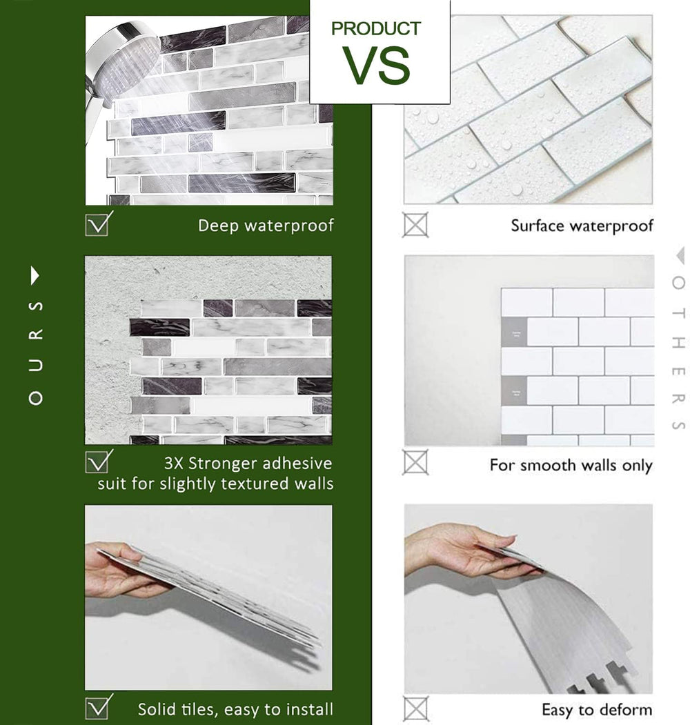 STICKGOO Peel and Stick Wall Tile Self-Adhesive Backsplash Thicker Design