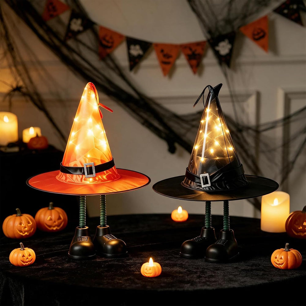Halloween Decorations – 2 Pack Spooky Light Up Witch Hat Ornaments