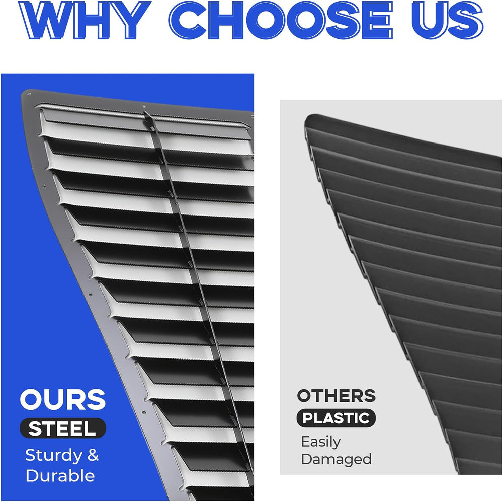 HECASA Steel Hood Louver Inserts Hood Scoop Compatible with 1985-1990 Chevy C...