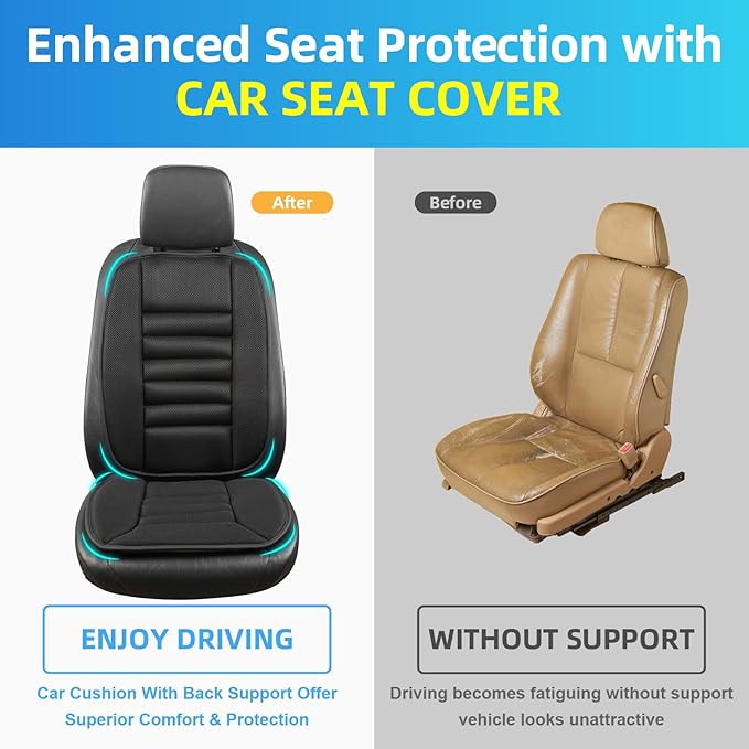 Car Seat Cushion with Back Support Pillow, Comfy Lumbar Support & Seat Cu...