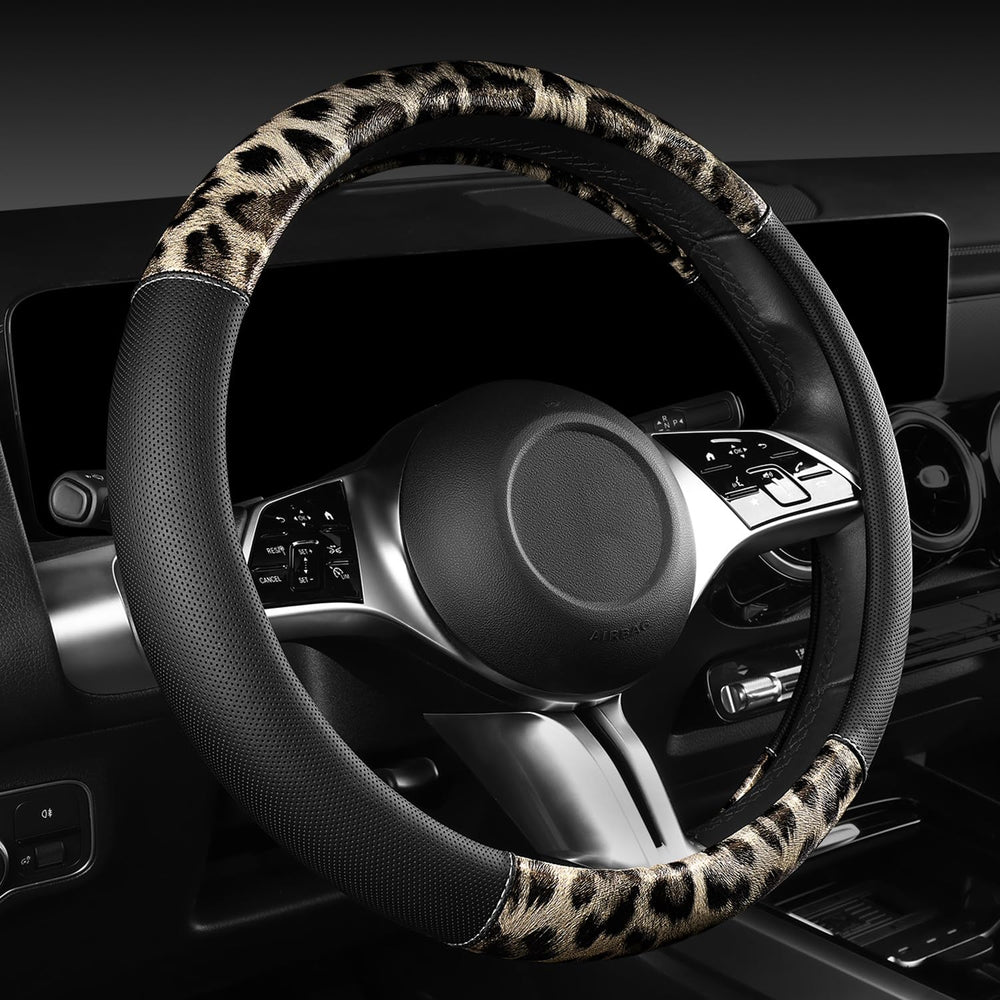 CAR PASS Leopard Print Faux Leather Car Seat Covers & Leopard Car Mats&am...