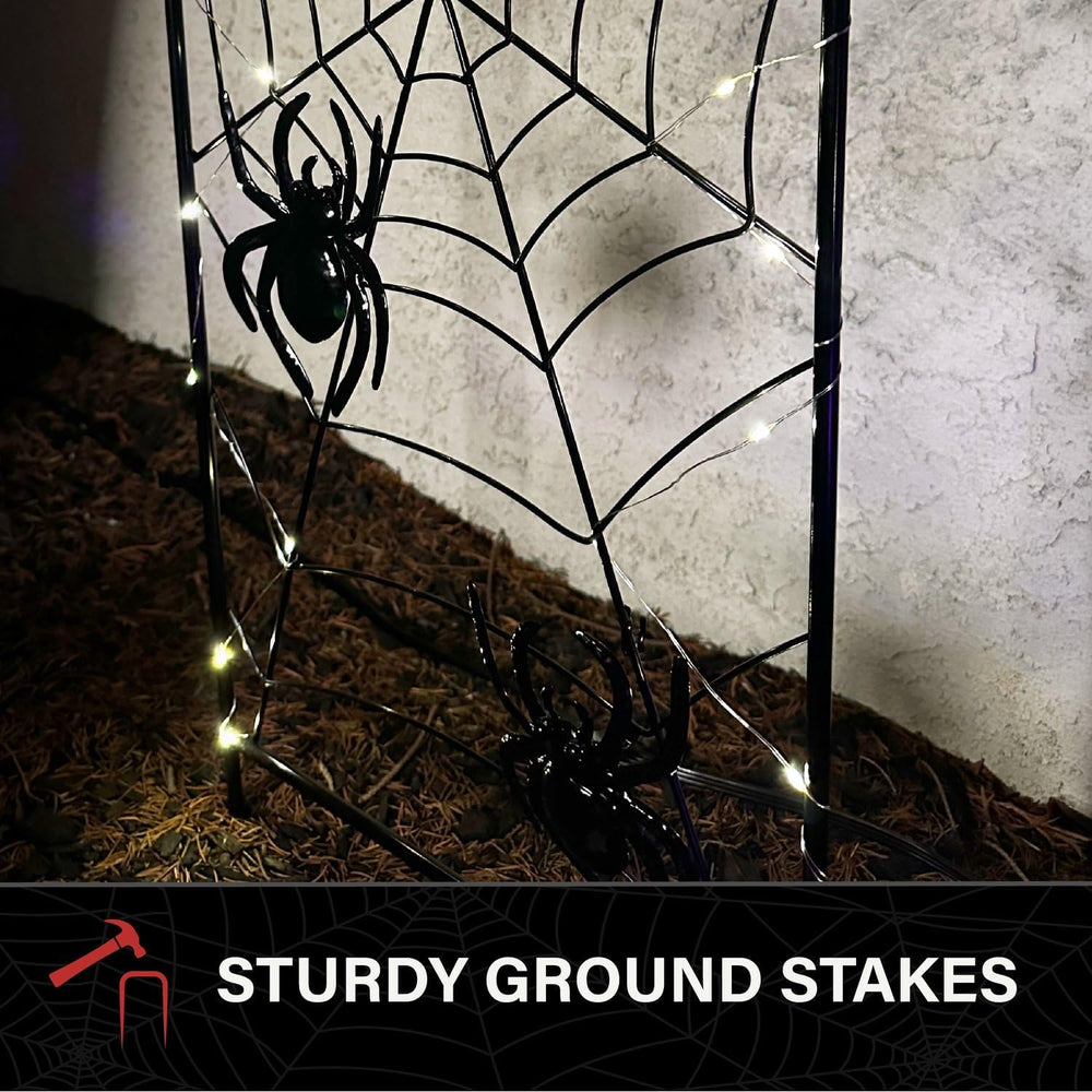Haunted Hill Farm 2.6-Ft. Metal Spiderweb with Stake Halloween Decoration