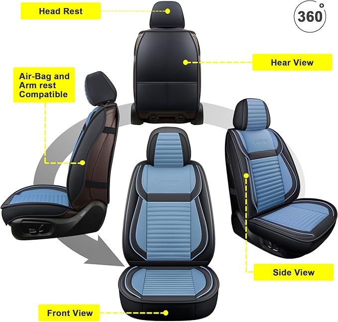 LINGVIDO Car Seat Covers, Breathable and Waterproof Faux Leather Automotive