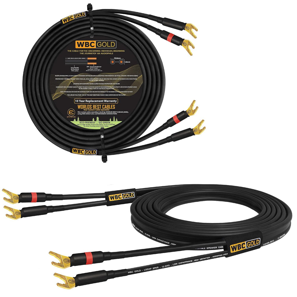 WORLDS BEST CABLES 25 Foot WBC-GOLD-LOCAP-SPKR-12 AWG - Low-Capacitance - Low...