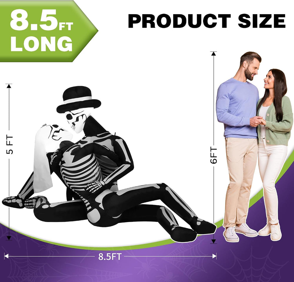 ZPISF 8.5 FT Giant Halloween Inflatables Cuddling Skeleton Couple