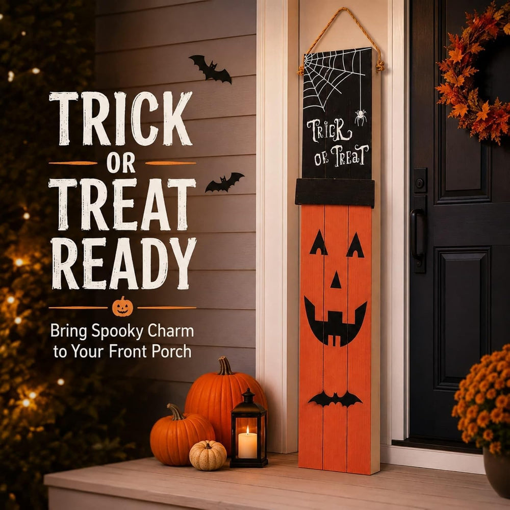 One-Piece Reversible Halloween Thanksgiving Porch Sign