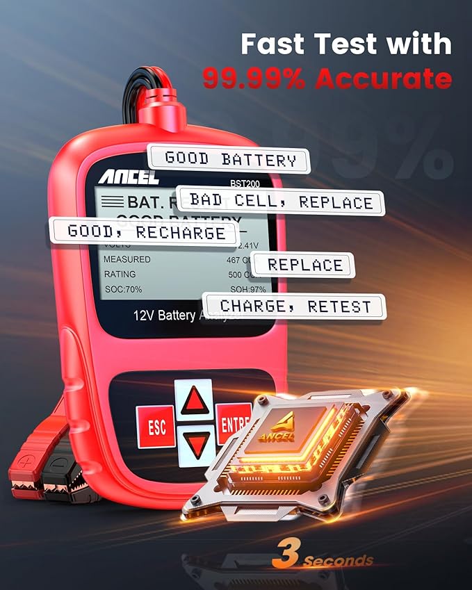 ANCEL BST200 Car Battery Tester 12V Automotive, 100-1100 CCA Battery Load