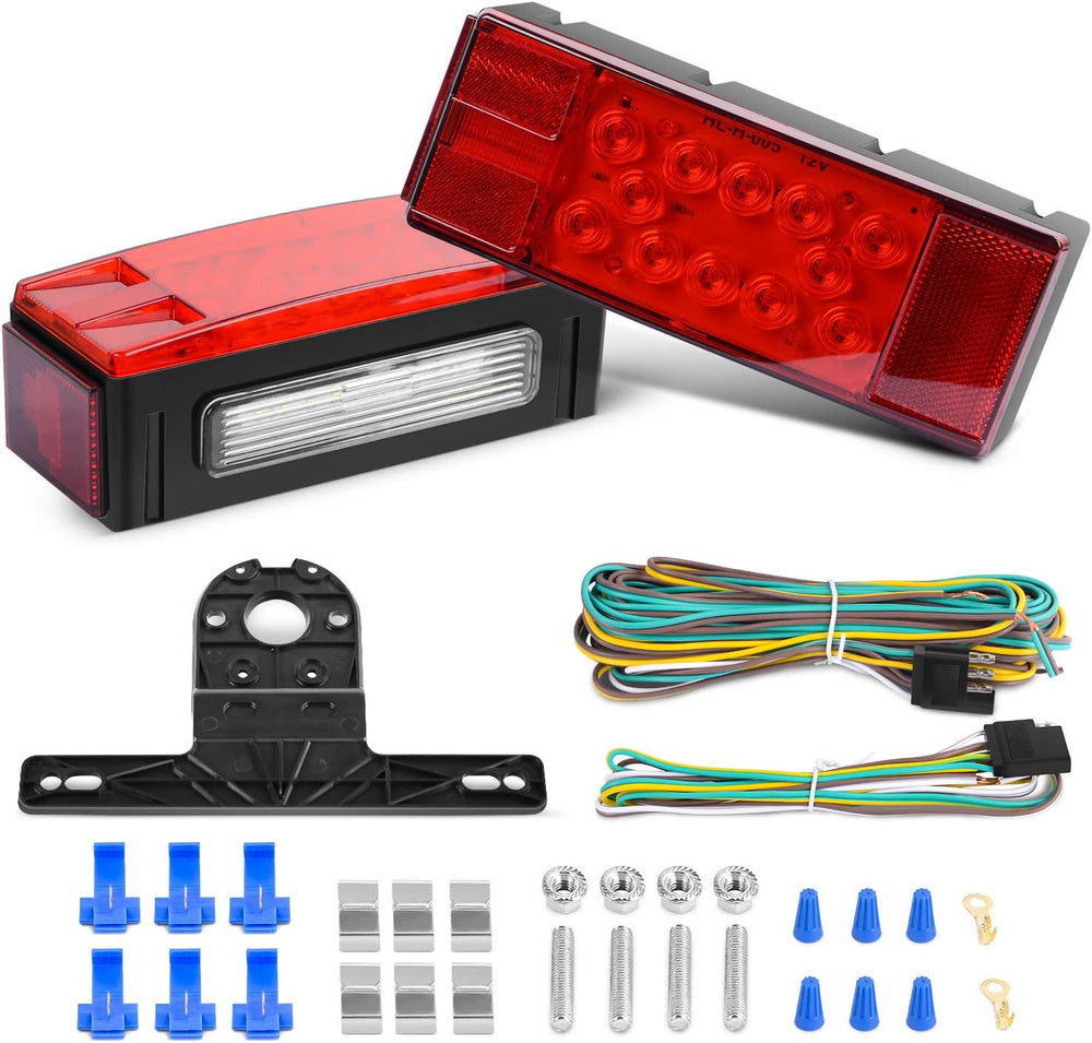 Nilight 2PCS Rectangular Submersible LED Trailer Light Kit,IP68 Waterproof