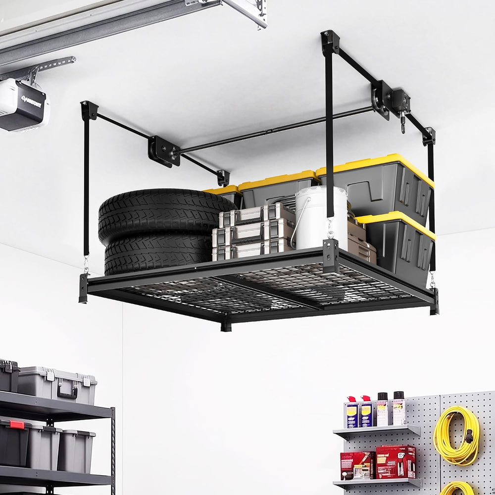 TORACK Ceiling Storage Rack, 48" x 48" Overhead Garage Storage Shelf