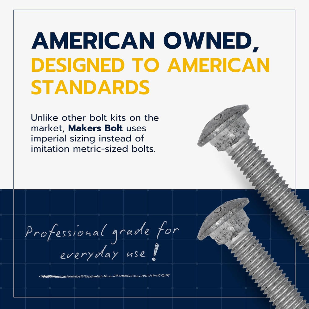1/2" x 5" (25 Pack) Galvanized Carriage Bolt Kit Grade 307A Include...