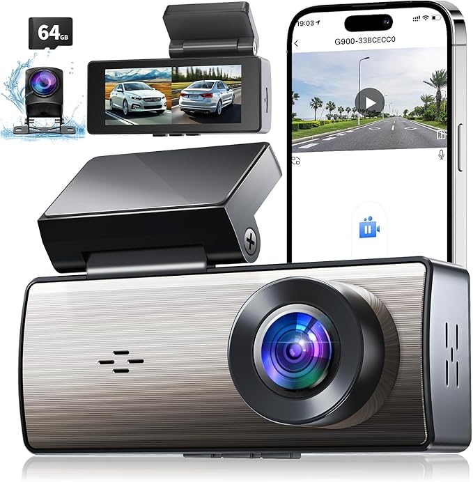 4K+2K Dash Cam Front and Rear, Dash Camera