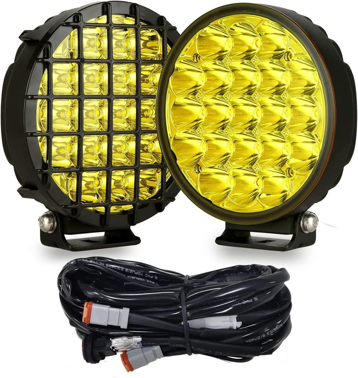 BIGLIONX 6inch 2pcs Amber Round LED Offroad Lights Amber Offroad Driving Fog