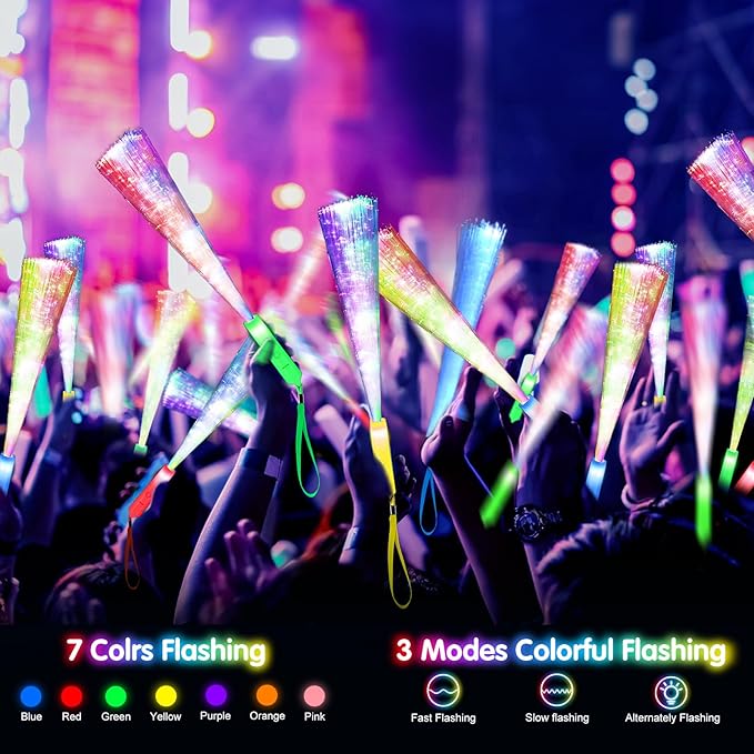 38 PCS Halloween Glow Sticks Bulk, Glow Fiber Optic Sticks, LED Light Wands, ...