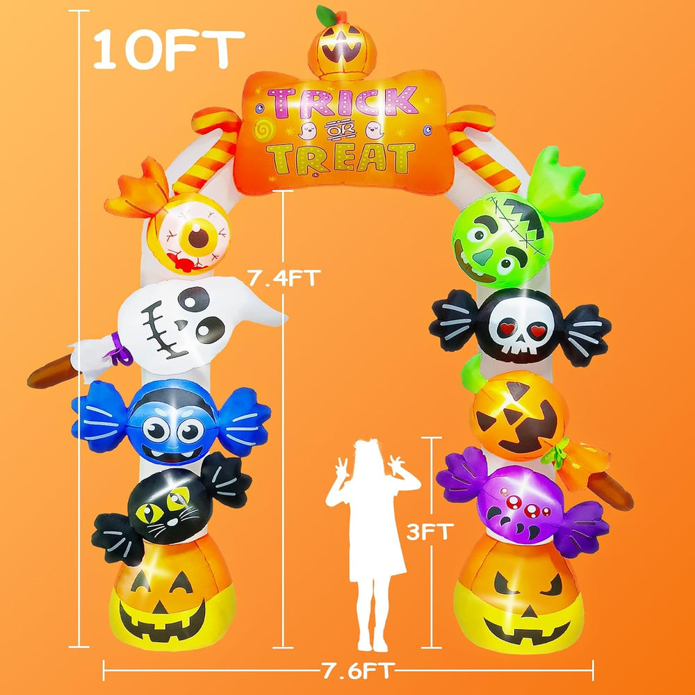 Kalolary 10FT Tall Halloween Inflatables Archway Candy Ghost