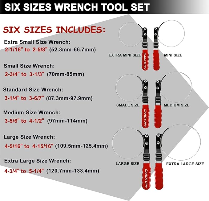 8pcs Oil Filter Wrench Set, Oil filter Removal Tool Adjustable from