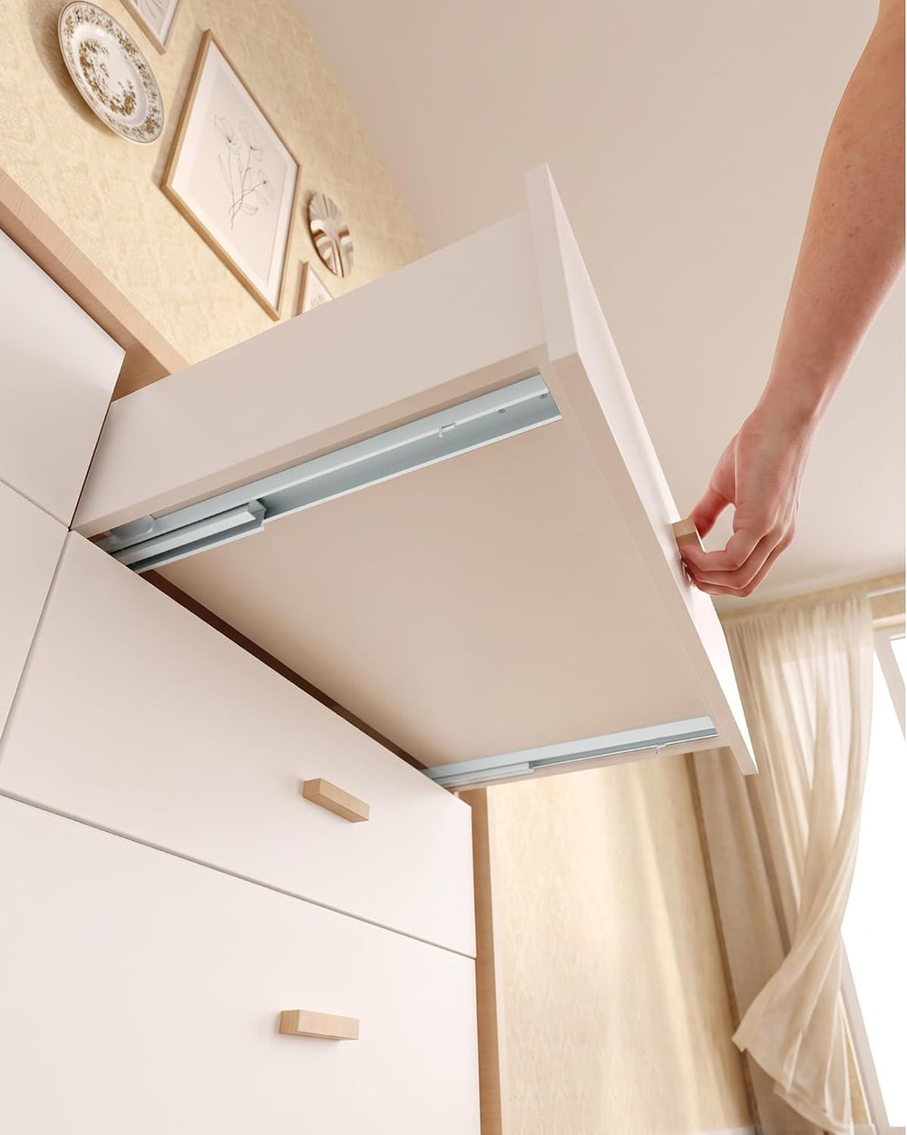 Onemake 18" Bottom Mount Drawer Slides, Soft Close Full Extension, 6 Pairs