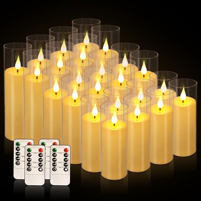 Flickering Flameless Candles Battery Operated with Remote,Led Pillar Candles ...