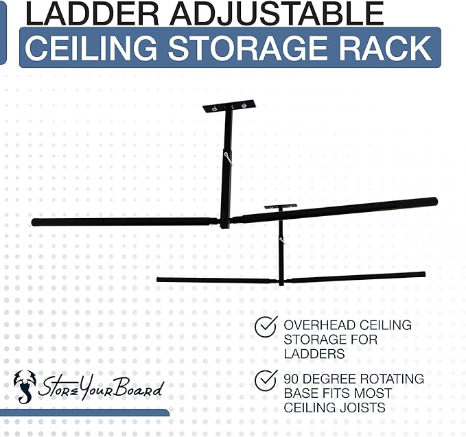 StoreYourBoard Double Ladder Ceiling Rack – Hi Port 2 Garage Ceiling Ladder