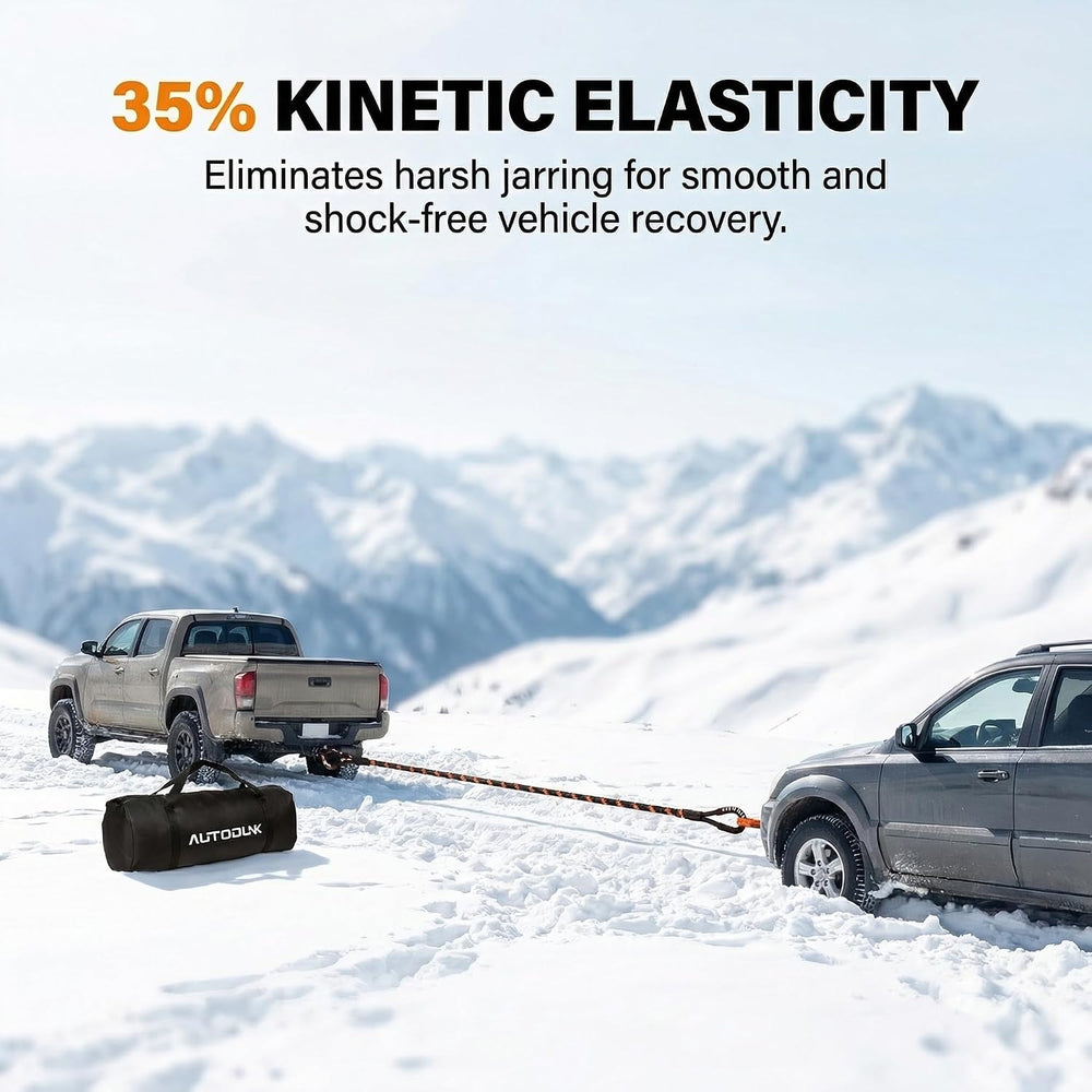 1-1/8" x 30' Kinetic Recovery Tow Rope (48,600lbs), with 2 Soft Shac...