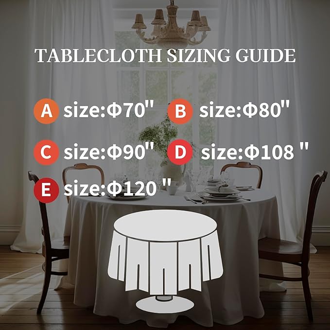 EVERLY 100% Pure Linen Round Tablecloths 70Inch Round Machine Washable Tablec...