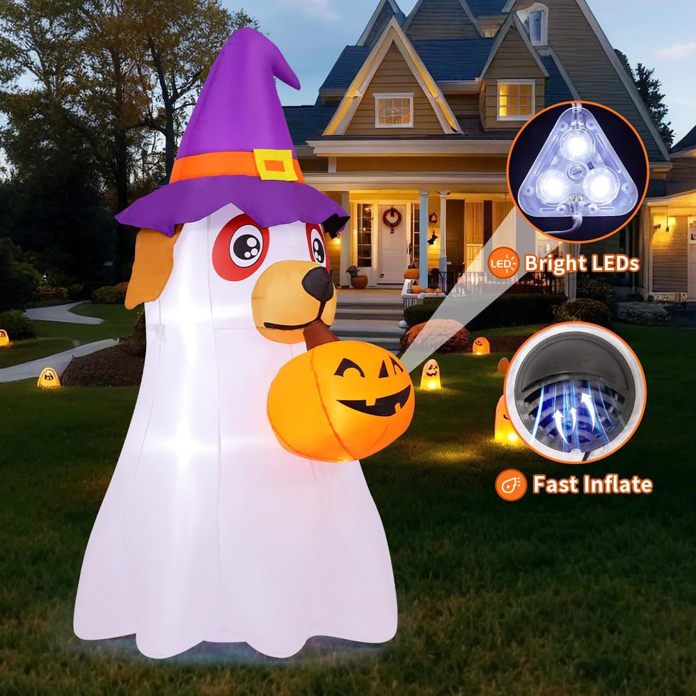 GOOSH 6.2 FT Halloween Inflatables Dog Outdoor Decorations Blow Up Yard Cute ...