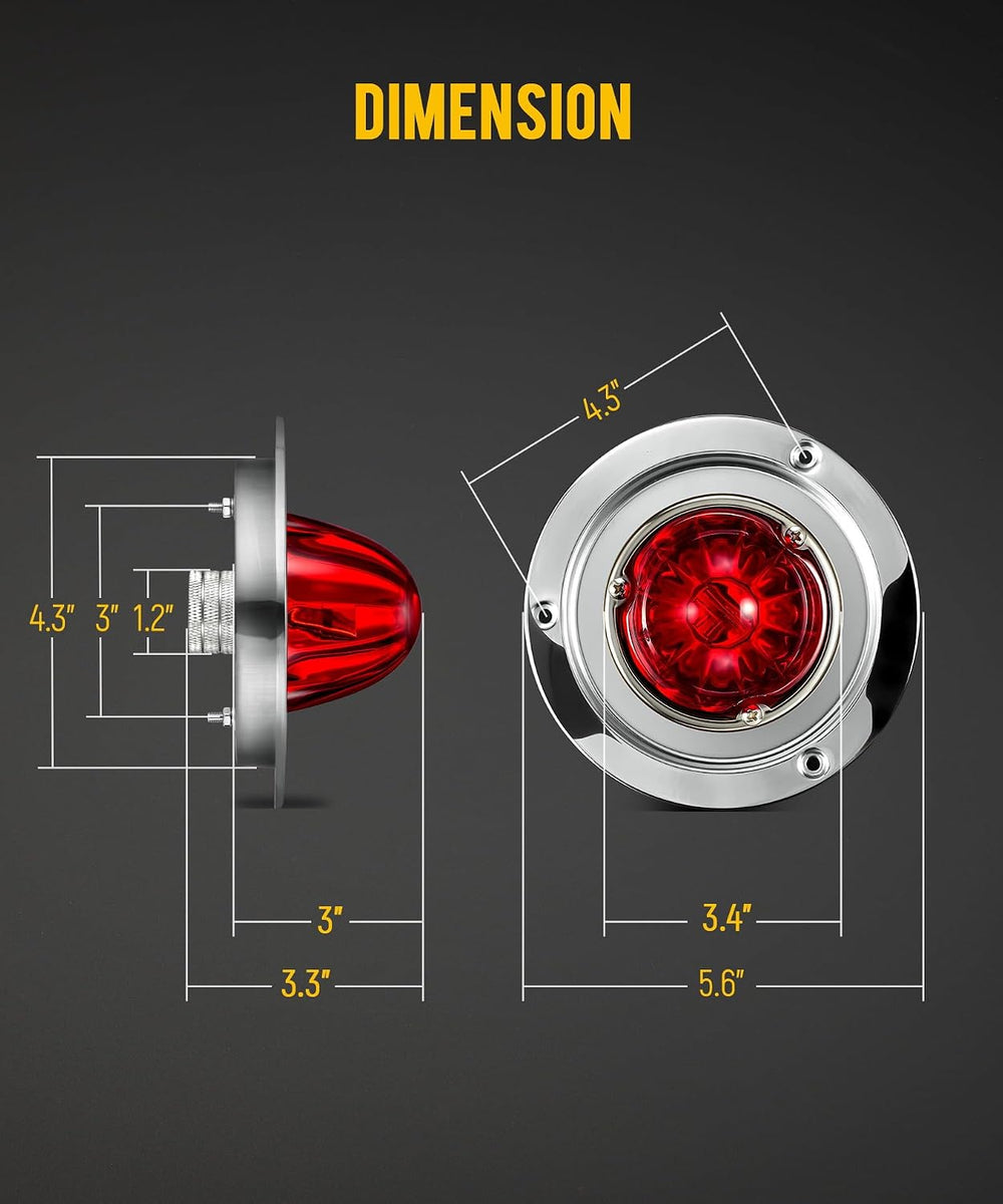 Partsam 2Pcs Red Glass Lens Watermelon Lights Kit LED Stop Turn Tail Lights w...