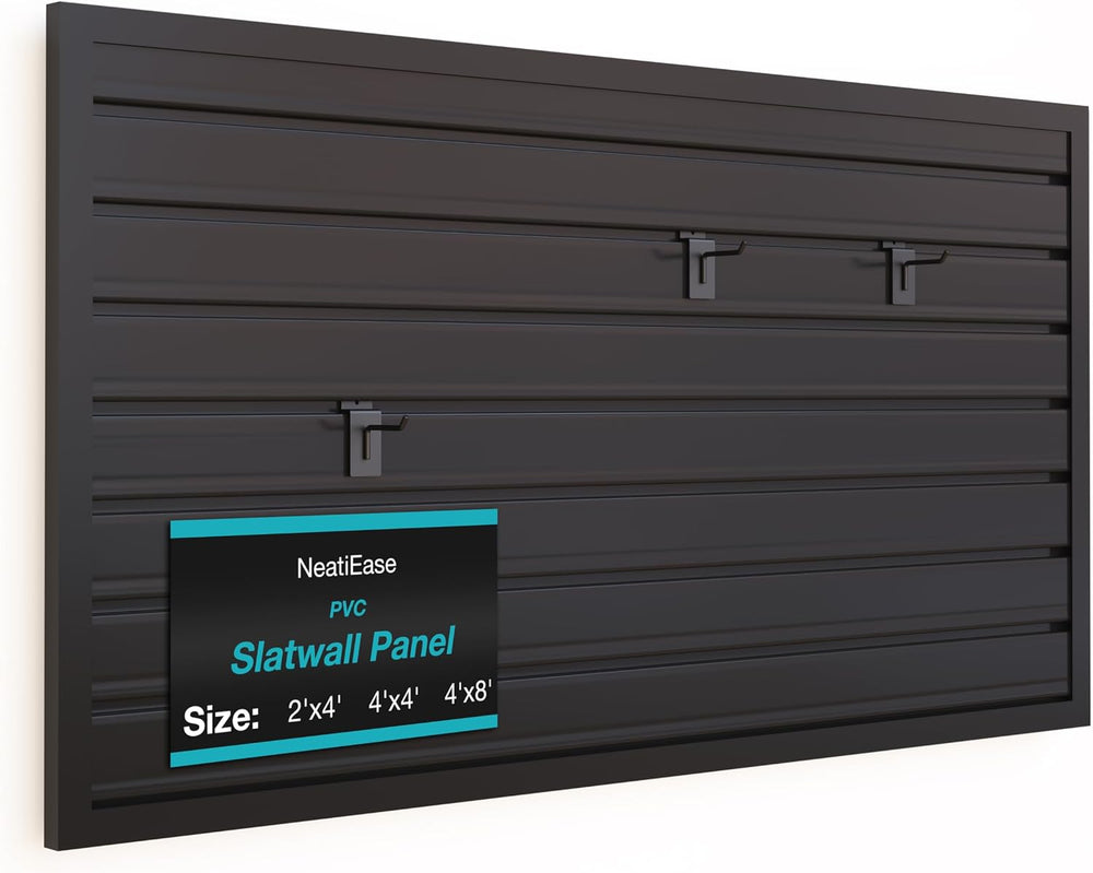 NeatiEase Slatwall Panel Wall Storage Systems, 2 x 4ft Slat Wall Paneling Gar...